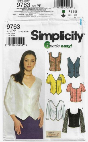 Women's Blouse Sewing Pattern Misses / Miss Petite Size 12-14-16-18 UNCUT Simplicity 9763