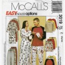 Robe, Pajamas Men / Women's Sleepwear Pattern, Size Xlg - XXL Bust/Chest 42-48 UNCUT McCall's 3019
