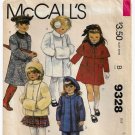 Girl's Coat, Jacket, Cape, Pants and Muff Sewing Pattern Child Size 6 UNCUT McCall's 9328