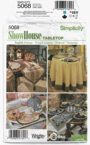 ShowHouse Table Top Accessories Sewing Pattern Simplicity 5068