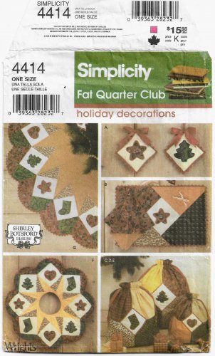 Christmas Decorations, Fat Quarter Club Sewing Pattern UNCUT Simplicity 4414