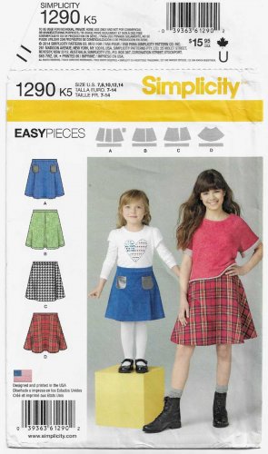 Girl's Skirt Sewing Pattern Size 7-8-10-12-14 UNCUT Simplicity 1290