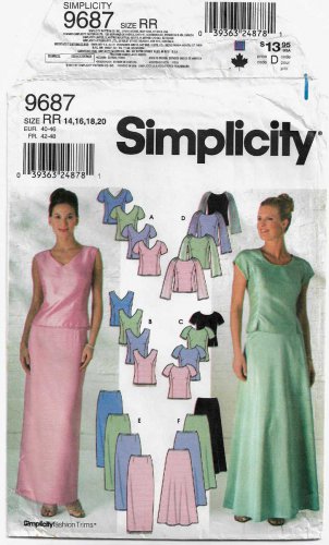 Women's Formal Evening Tops and Skirts Sewing Pattern Size 14-16-18-20 UNCUT Simplicity 9687