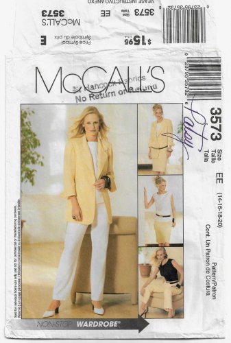 Womens Jacket, Skirt, Pants, Top Sewing Pattern Misses / Petite Size 14-16-18-20 UNCUT McCall's 3573