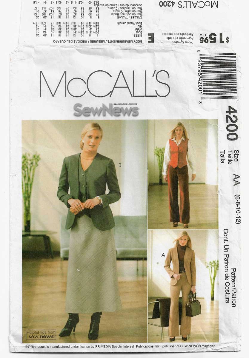 Pants and Skirt McCall's 3583 Misses'/Miss Petite Lined Jacket Shirt 