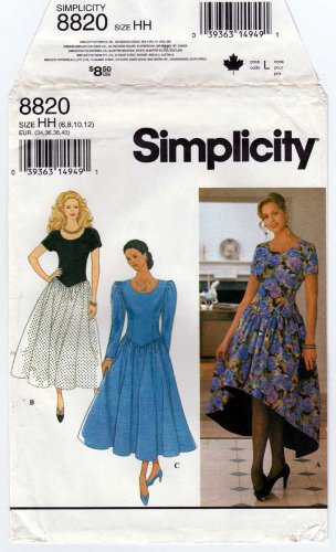 Women's Dress Sewing Pattern, Basque Waist, Misses Size 6, 8, 10, 12 UNCUT Simplicity 8820