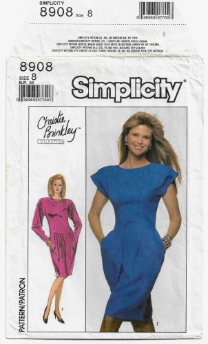 Women's Dress Sewing Pattern, Misses' Size 8 Christie Brinkley Collection UNCUT Simplicity 8908