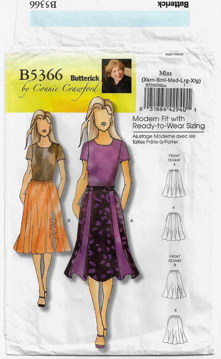 Women's Skirt, Connie Crawford Sewing Pattern Size XS XL UNCUT