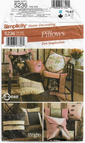 Pillows Sewing Pattern, Zen Inspiration, Home Decor UNCUT Simplicity 5236