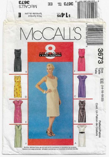 Women's Dress Sewing Pattern Misses' / Miss Petite Size 14-16-18-20 UNCUT McCall's 3673