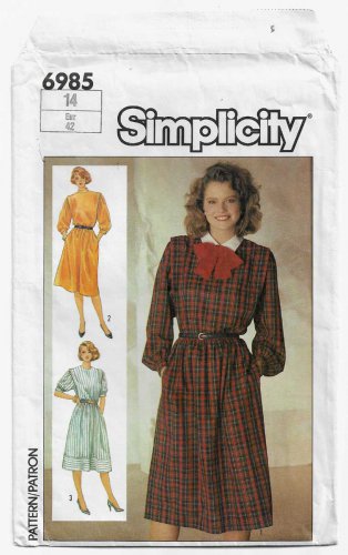 Women's Pullover Dress Sewing Pattern Size 14 UNCUT Vintage Simplicity 6985