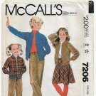 Girl's Jacket, Pants and Skirt Sewing Pattern Child Size 7, Bust 26 Waist 23 UNCUT McCall's 7206