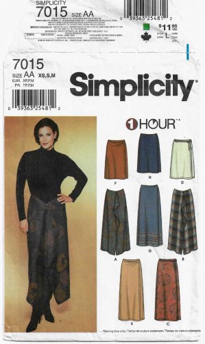 Women's Wrap Skirts 1 Hour Sewing Pattern Misses' Size 6-8-10-12-14-16 UNCUT Simplicity 7015