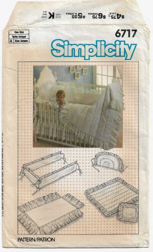 Babies Crib Accessories Sewing Pattern, Quilt, Dust Ruffle, Headboard, UNCUT Vintage Simplicity 6717