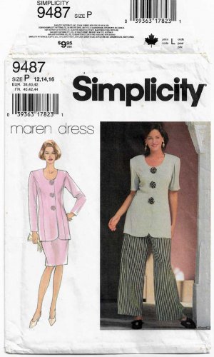 Women's Skirt, Pants and Jacket Sewing Pattern Misses' / Petite Size 12-14-16 Uncut Simplicity 9487