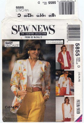 Women's Cardigan and Sleeveless Blouse Sewing Pattern Misses' Size 12-14-16 UNCUT McCall's 5855