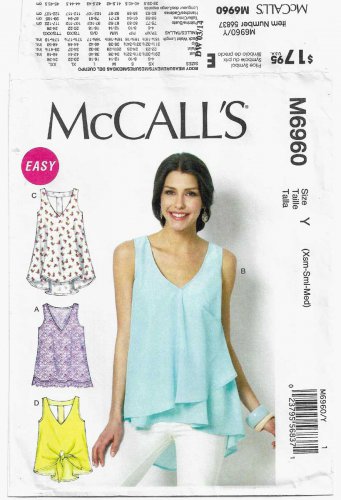 Women's Tops and Tunics Sewing Pattern Size 4-6-8-10-12-14 UNCUT McCall's M6960 6960