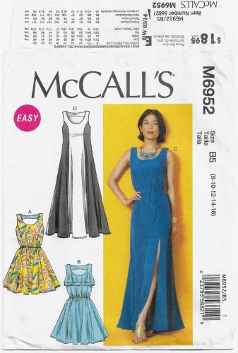Women's Dress and Belt Sewing Pattern Misses' Size 8-10-12-14-16 UNCUT McCall's M6952 6952