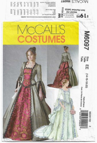 Women's Historical Victorian Dress Costume Sewing Pattern Sizes 14-20 McCall's M6097 6097