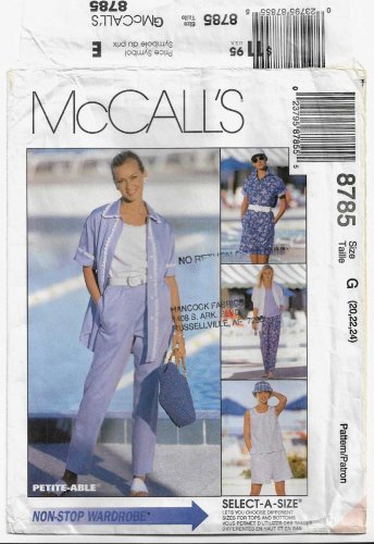 Women's Shirt, Top, Pants, High Waist Shorts Sewing Pattern Plus Size 20-22-24 UNCUT McCall's 8785