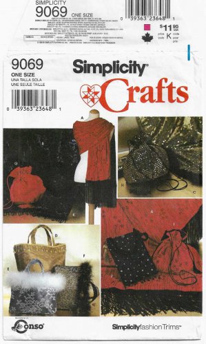 Women's Bags, Handbags, Shawl, Scarf Sewing Pattern UNCUT Simplicity 9069