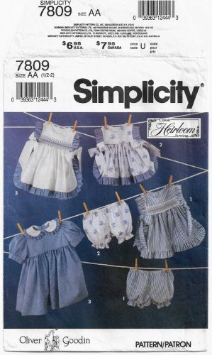 Toddlers Dress, Pinafore and Panties, Oliver Goodin Sewing Pattern Size 1/2-2 UNCUT Simplicity 7809