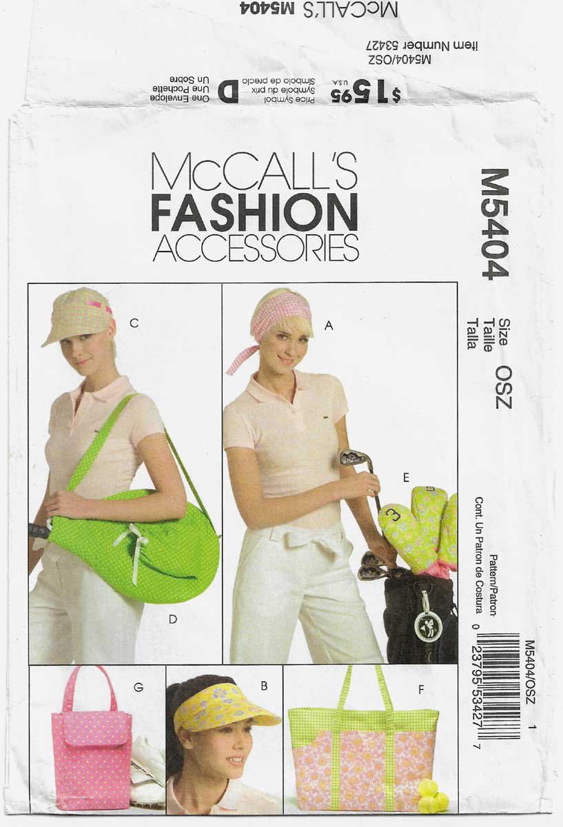Golf Club and Tennis Racket Covers, Accessories Sewing Pattern UNCUT ...