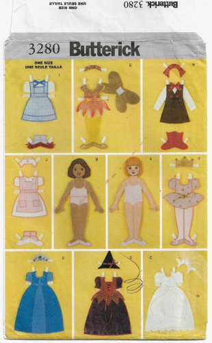 Fabric "Paper" Doll and Clothes Sewing Pattern Size 12" UNCUT Butterick 3280