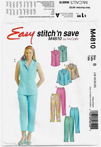 Women's Shirts and Pants Sewing Pattern Size 16-18-20-22 UNCUT McCall's M4810 4810