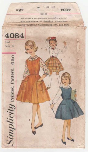 Girls' Jumper, Skirt and Blouse Sewing Pattern Size 10 Vintage 1960's UNCUT Simplicity 4084