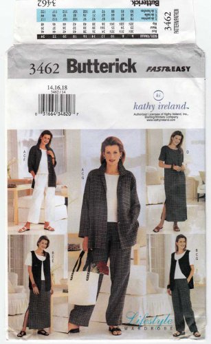 Women's Jacket, Vest, Top, Dress, Skirt, Pants Sewing Pattern Size 14-16-18 UNCUT Butterick 3462