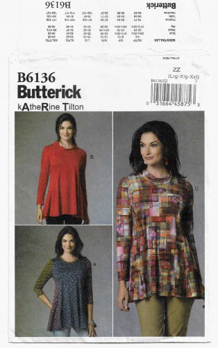 Women's Katherine Tilton Tunic Top Sewing Pattern Size 16-18-20-22-24-26 UNCUT Butterick B6136 6136
