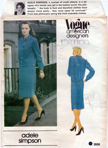 Women's Straight Skirt and Top, American Designer Adele Simpson, Misses Size 14 UNCUT VTG Vogue 2656