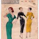 Vintage 1950's Women's Sheath Dress with Draped Back Sewing Pattern, Size 16 UNCUT Butterick 8307