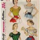 Off the Shoulder Peasant Blouse Sewing Pattern, Misses Size 12 UNCUT Vintage 1950's Simplicity 4678