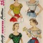 Off the Shoulder Peasant Blouse Sewing Pattern, Misses Size 12 UNCUT Vintage 1950's Simplicity 4678