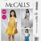 Girls Cardigan, Tops, Skirt, Leggings Pattern, Plus Size 10 1/2 - 16 1/2 UNCUT McCall's M6832 6832