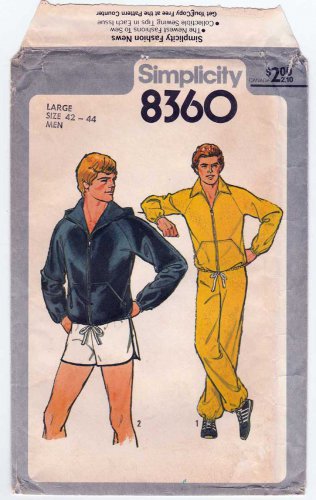 Men's Sweatsuit Pattern, Pants, Shorts, Hoodie Pattern, Size Large Chest 42-44 UNCUT Simplicity 8360