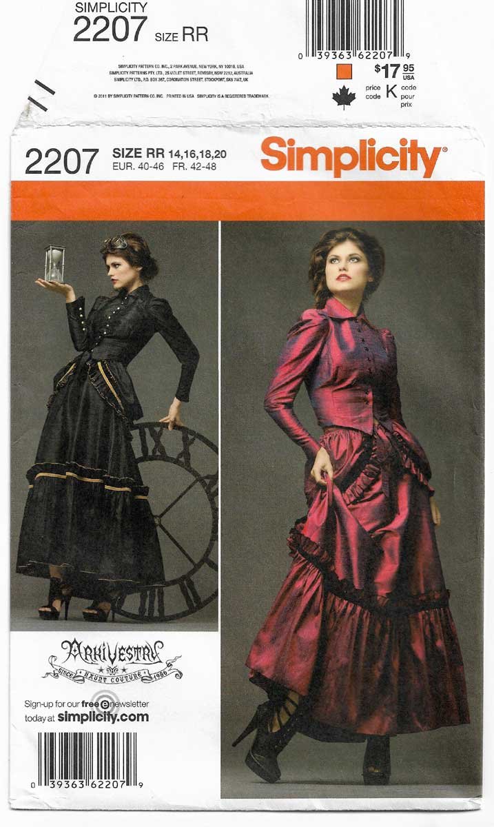 Victorian Steampunk Costume Pattern, Jacket, Skirt, Bustle, Size 14-16 ...
