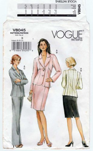 Women's Jacket, Skirt and Pants Sewing Pattern Misses' Size 8-10-12 UNCUT Vogue V8045 8045