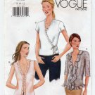 Women's Blouse Pattern, Sleeveless, Short or Long Sleeves, Ruffles, Size 8-10-12 UNCUT Vogue 7279