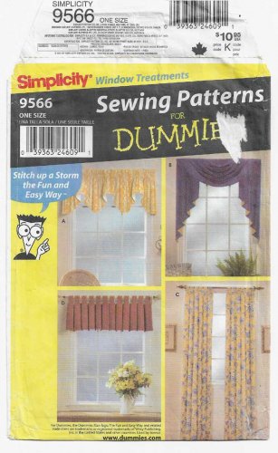 Sewing Pattern for Dummies, Window Treatments, Valances and Panels, UNCUT Simplicity 9566