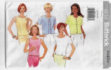 Women's Tops Sewing Pattern Misses' Size 12-14-16 UNCUT Butterick 4830