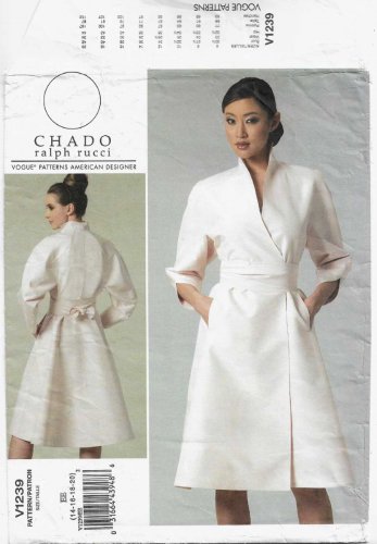 Chado Ralph Rucci Wrap Dress Sewing Pattern Size 14-16-18-20 UNCUT American Designer Vogue 1239