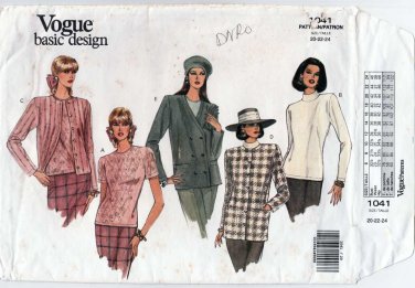 Women's Jacket and Top Sewing Pattern Size 20-22-24 Bust 42-44-46 UNCUT Vogue 1041