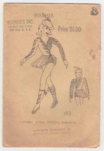 Girl's Dance Outfit, Costume Sewing Pattern Child Size 8 Very Rare, Vintage 1930's Wagner 1113