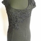 LADIES TOP T SHIRT SIZE 10 BLACK FLORAL PATTERNING NEXT