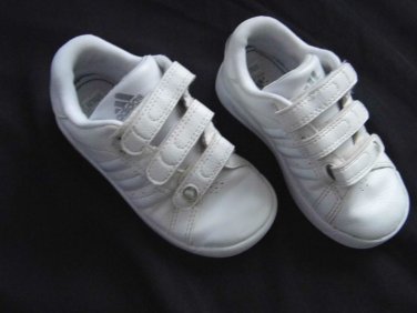 Boys Adidas Trainers Size 7K White Velcro Fastener