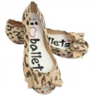 Kids Girls Beige Animal Print Bow Ballerina Rubber Casual Shoe UK infant 13
