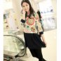 Stylish Flower Printed Color Matching Dress Beige